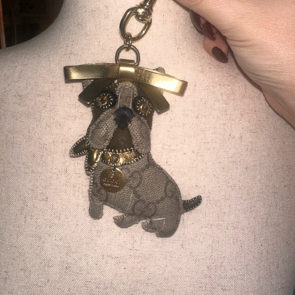 Gucci Dog Bag Charm / Keychain with Gold and Brown Accents - Picture 6 of 8